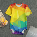 Rainbow Polygonal Geometric Print Men's Bodysuit