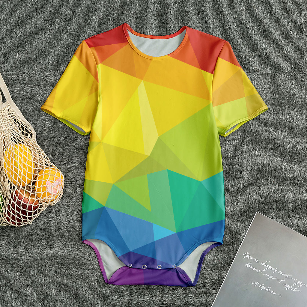 Rainbow Polygonal Geometric Print Men's Bodysuit