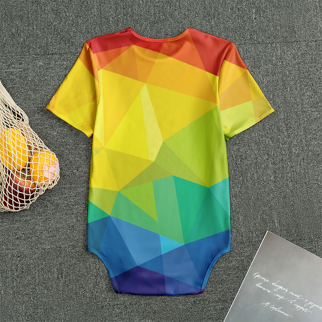 Rainbow Polygonal Geometric Print Men's Bodysuit