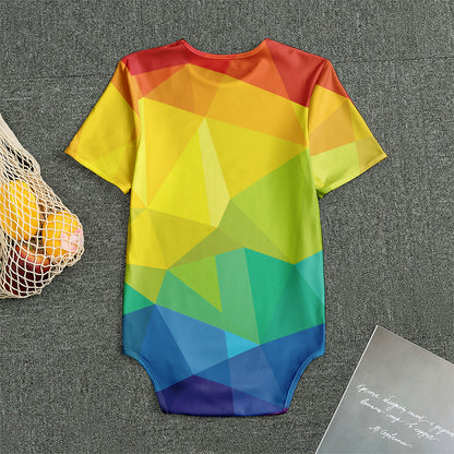 Rainbow Polygonal Geometric Print Men's Bodysuit