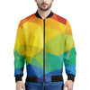 Rainbow Polygonal Geometric Print Men's Bomber Jacket