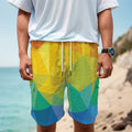 Rainbow Polygonal Geometric Print Men's Cargo Shorts