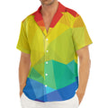 Rainbow Polygonal Geometric Print Men's Deep V-Neck Shirt