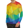 Rainbow Polygonal Geometric Print Men's Long Sleeve Rash Guard