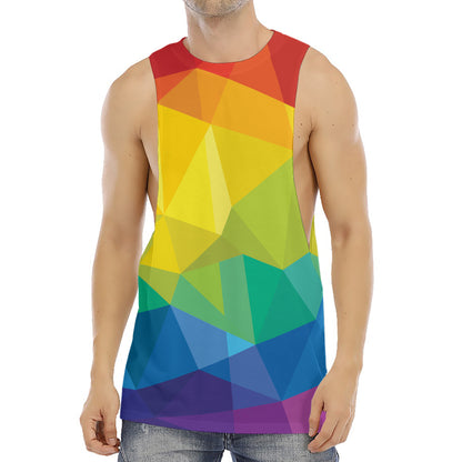 Rainbow Polygonal Geometric Print Men's Muscle Tank Top