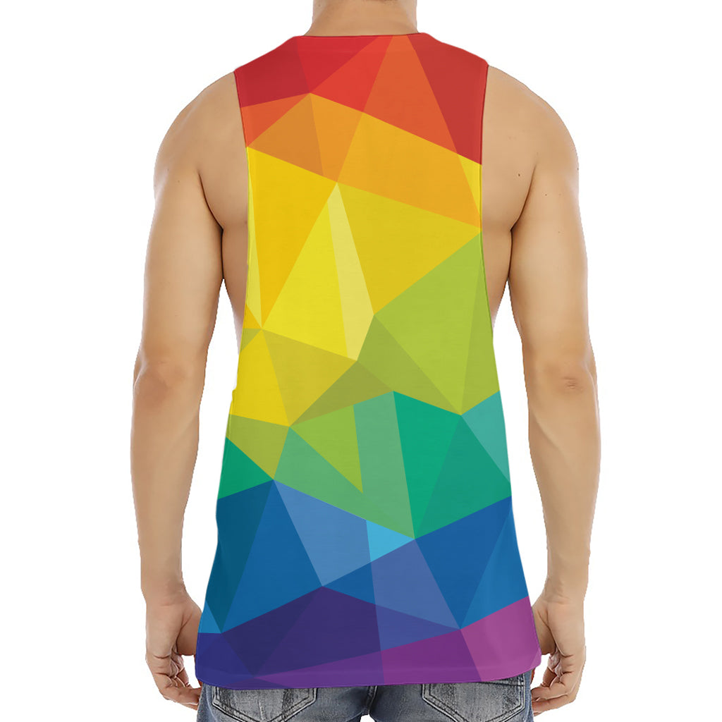 Rainbow Polygonal Geometric Print Men's Muscle Tank Top