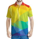 Rainbow Polygonal Geometric Print Men's Polo Shirt