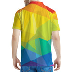 Rainbow Polygonal Geometric Print Men's Polo Shirt