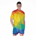 Rainbow Polygonal Geometric Print Men's Romper