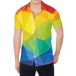 Rainbow Polygonal Geometric Print Men's Shirt