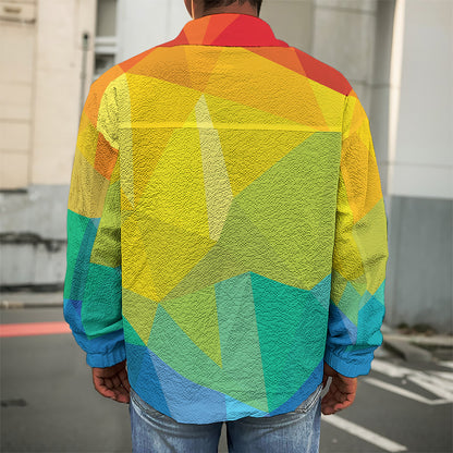 Rainbow Polygonal Geometric Print Men's Shirt Jacket