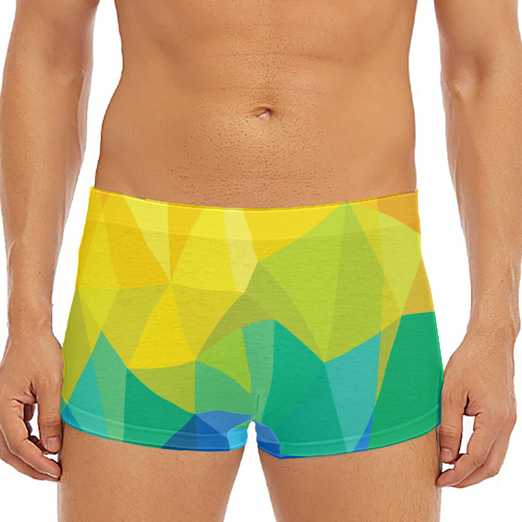 Rainbow Polygonal Geometric Print Men's Short Boxer Briefs