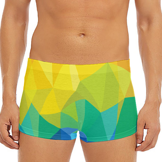 Rainbow Polygonal Geometric Print Men's Short Boxer Briefs