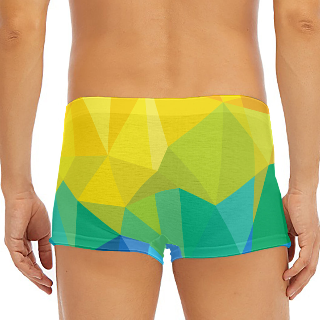 Rainbow Polygonal Geometric Print Men's Short Boxer Briefs