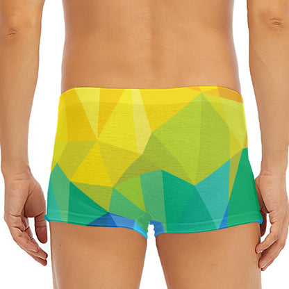 Rainbow Polygonal Geometric Print Men's Short Boxer Briefs