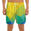 Rainbow Polygonal Geometric Print Men's Split Running Shorts