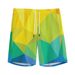 Rainbow Polygonal Geometric Print Men's Sports Shorts