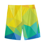 Rainbow Polygonal Geometric Print Men's Sports Shorts