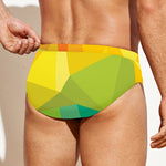 Rainbow Polygonal Geometric Print Men's Swim Briefs