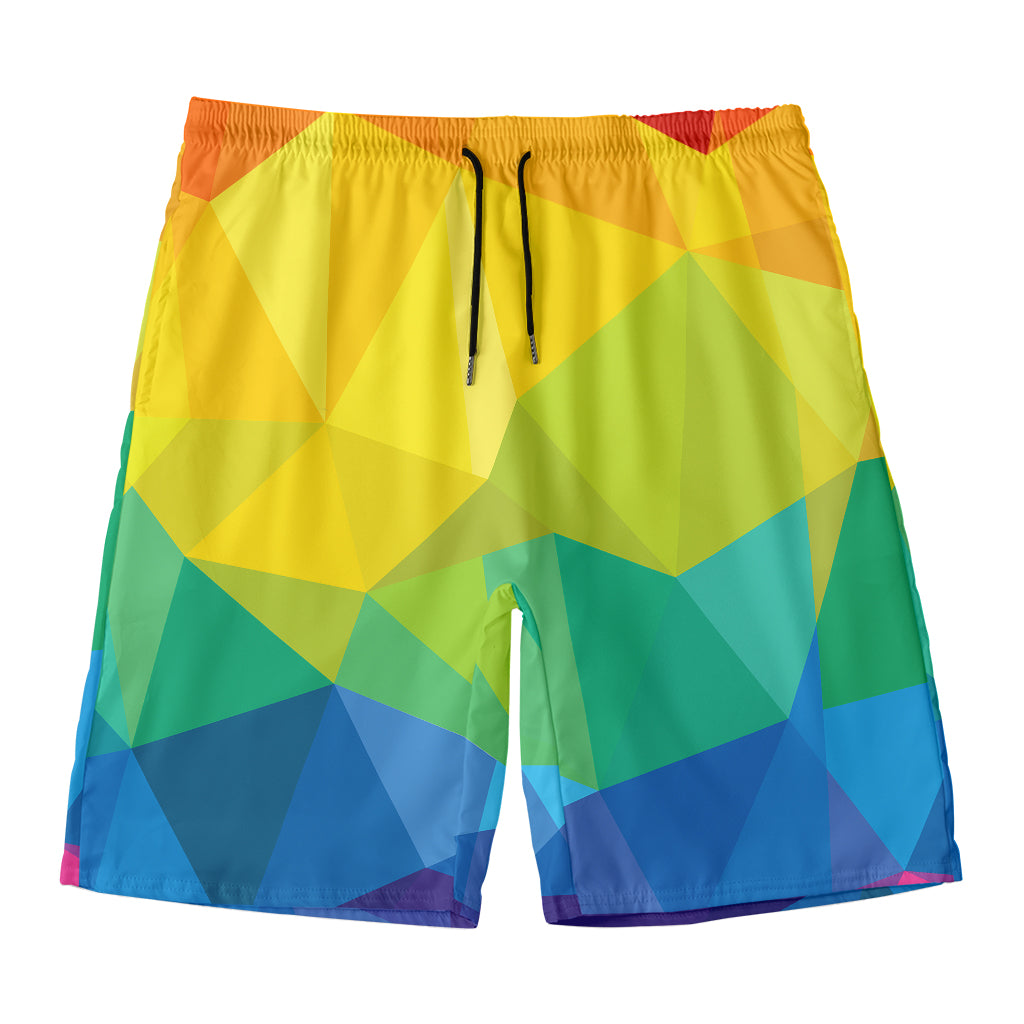 Rainbow Polygonal Geometric Print Men's Swim Trunks