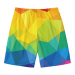 Rainbow Polygonal Geometric Print Men's Swim Trunks