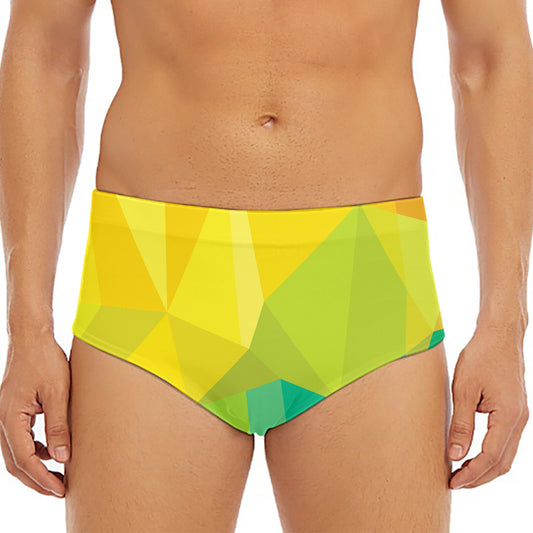 Rainbow Polygonal Geometric Print Men's Triangle Swim Briefs