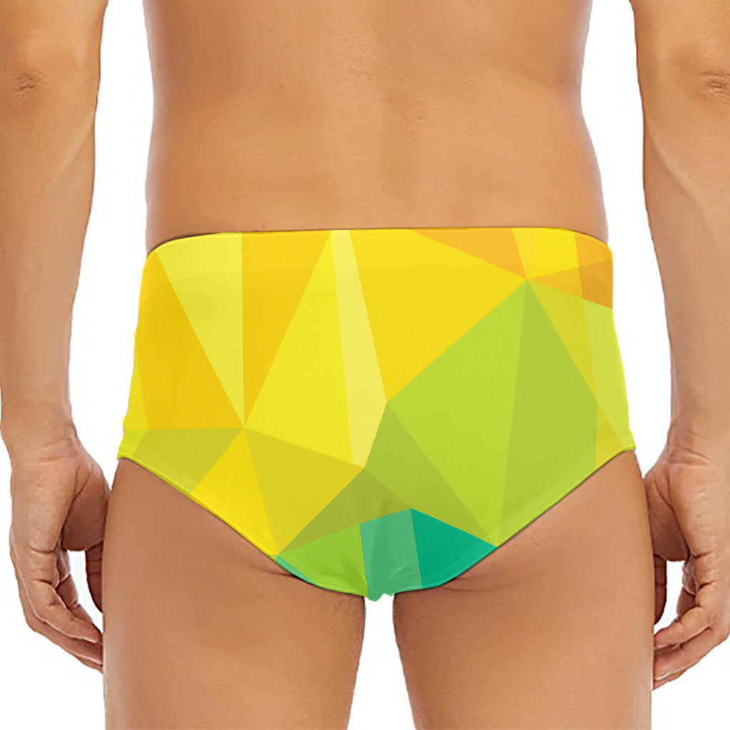 Rainbow Polygonal Geometric Print Men's Triangle Swim Briefs