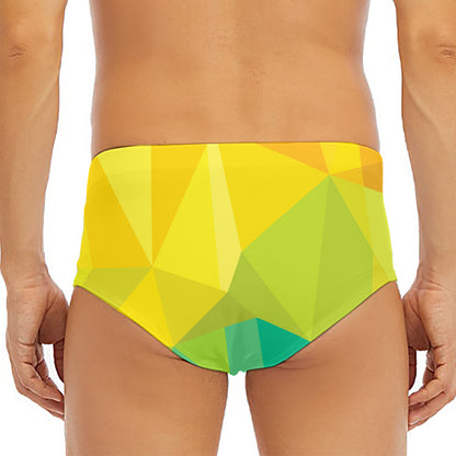 Rainbow Polygonal Geometric Print Men's Triangle Swim Briefs