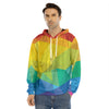 Rainbow Polygonal Geometric Print Men's Velvet Pullover Hoodie