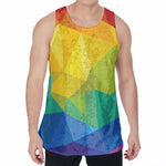 Rainbow Polygonal Geometric Print Men's Velvet Tank Top