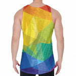 Rainbow Polygonal Geometric Print Men's Velvet Tank Top