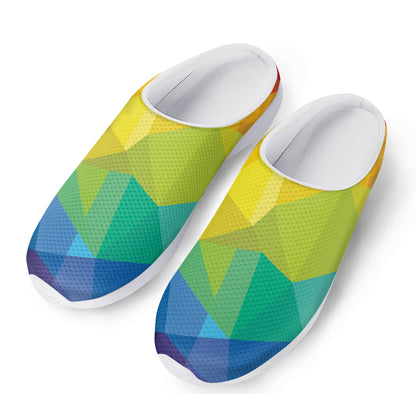 Rainbow Polygonal Geometric Print Mesh Casual Shoes
