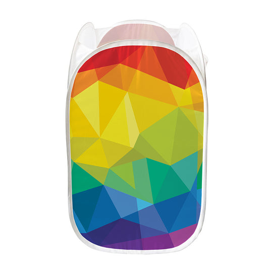 Rainbow Polygonal Geometric Print Mesh Laundry Hamper