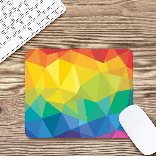 Rainbow Polygonal Geometric Print Mouse Pad