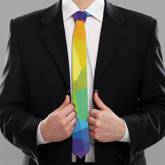 Rainbow Polygonal Geometric Print Necktie