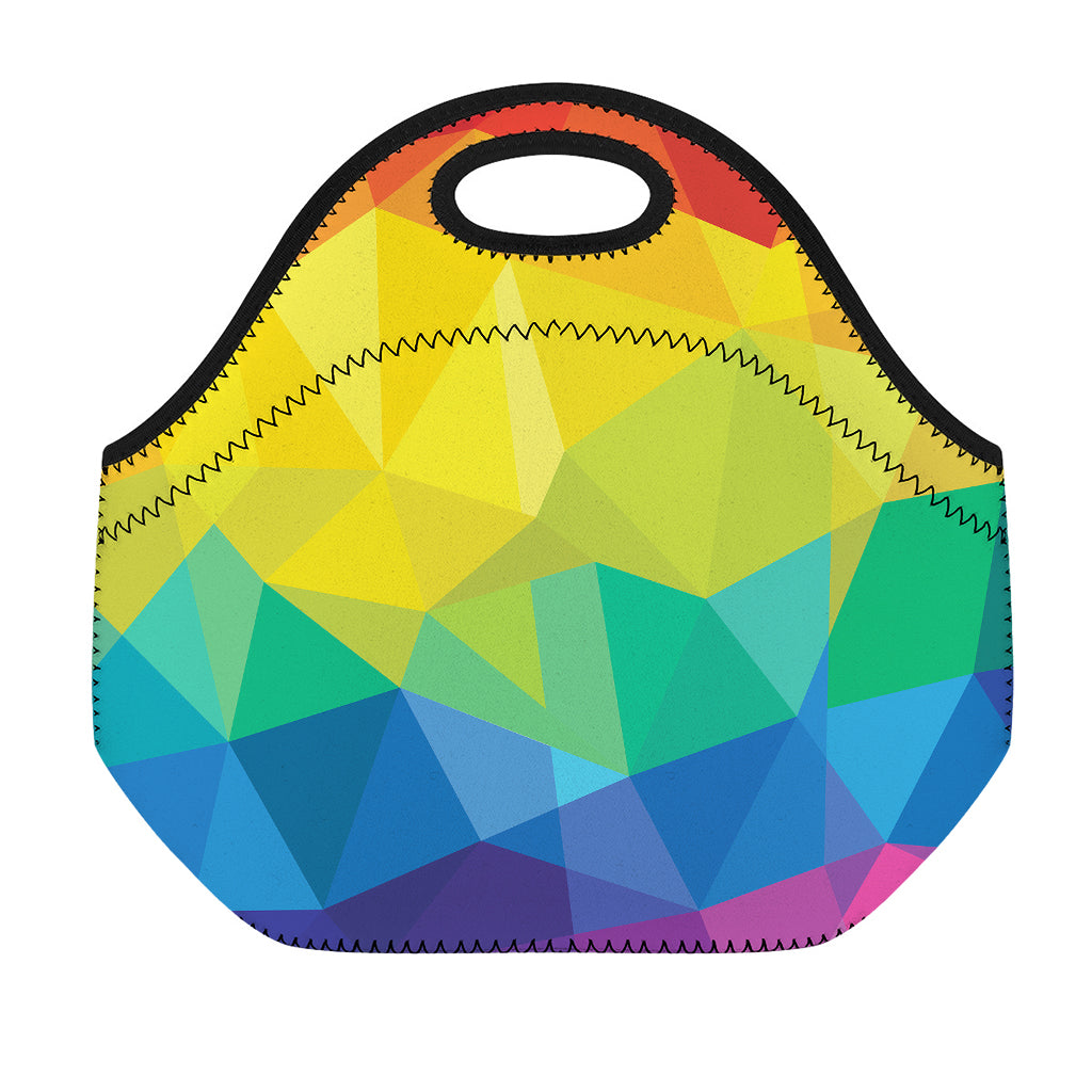 Rainbow Polygonal Geometric Print Neoprene Lunch Bag