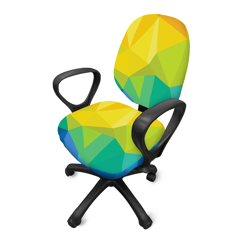 Rainbow Polygonal Geometric Print Office Chair Cover