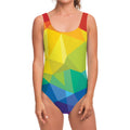 Rainbow Polygonal Geometric Print One Piece Swimsuit