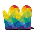 Rainbow Polygonal Geometric Print Oven Mitts