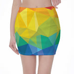 Rainbow Polygonal Geometric Print Pencil Mini Skirt