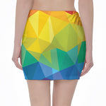 Rainbow Polygonal Geometric Print Pencil Mini Skirt