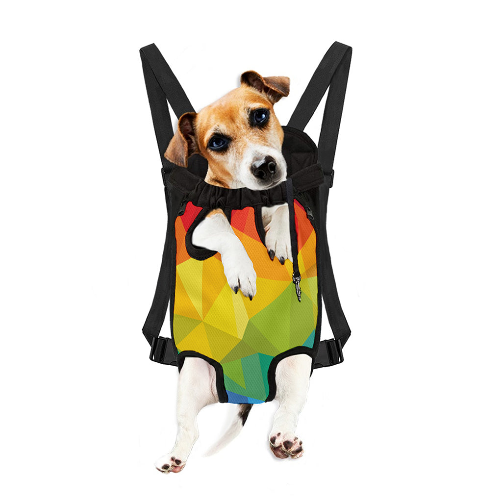 Rainbow Polygonal Geometric Print Pet Carrier Backpack