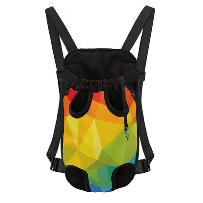Rainbow Polygonal Geometric Print Pet Carrier Backpack