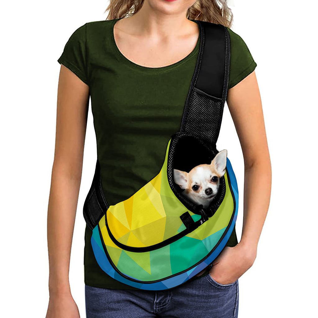 Rainbow Polygonal Geometric Print Pet Sling Carrier