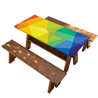 Rainbow Polygonal Geometric Print Picnic Table Cover