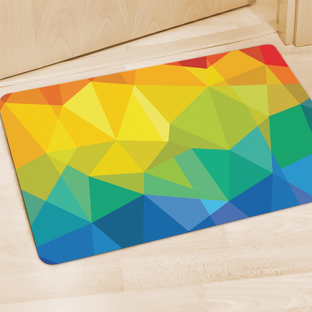 Rainbow Polygonal Geometric Print Polyester Doormat