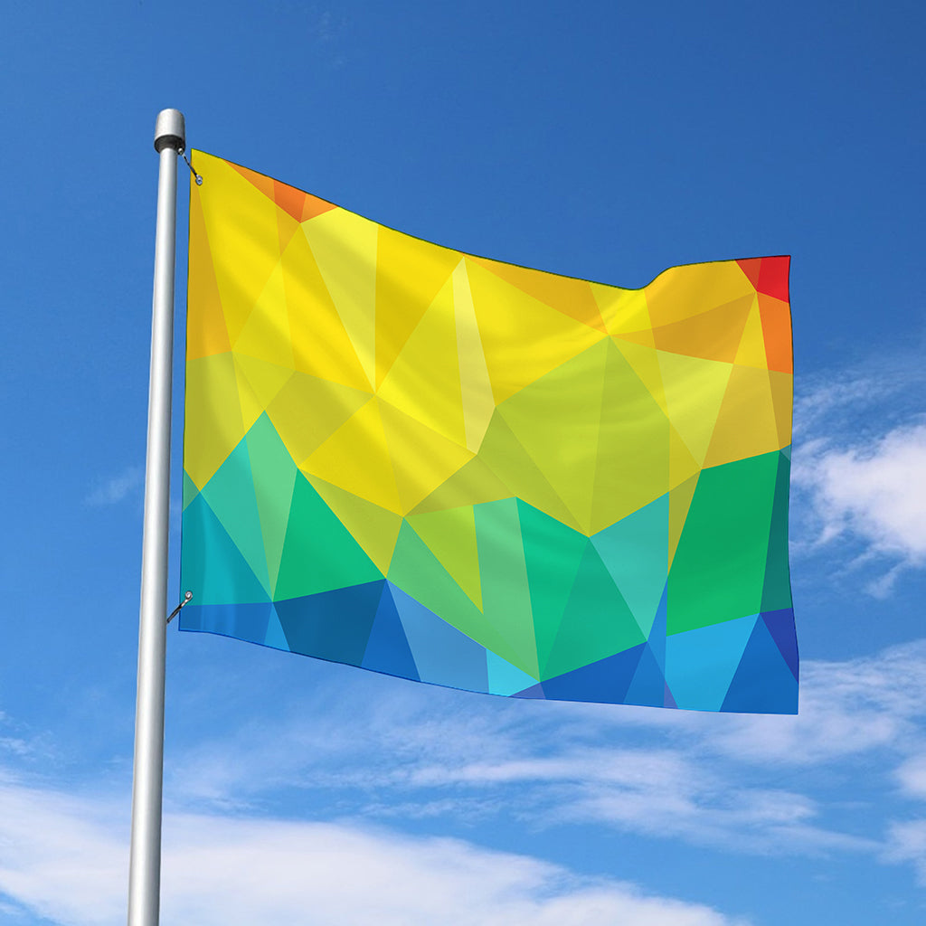 Rainbow Polygonal Geometric Print Polyester Flag