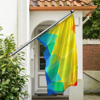 Rainbow Polygonal Geometric Print Polyester Flag