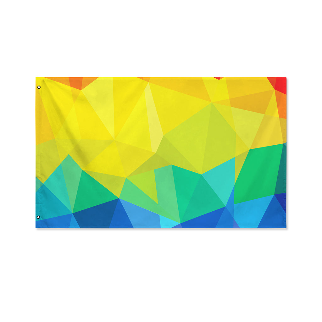 Rainbow Polygonal Geometric Print Polyester Flag