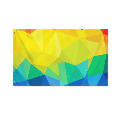 Rainbow Polygonal Geometric Print Polyester Flag